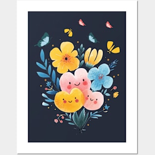 Enjoy The Butterflies With Beautiful Cute Flowers Posters and Art